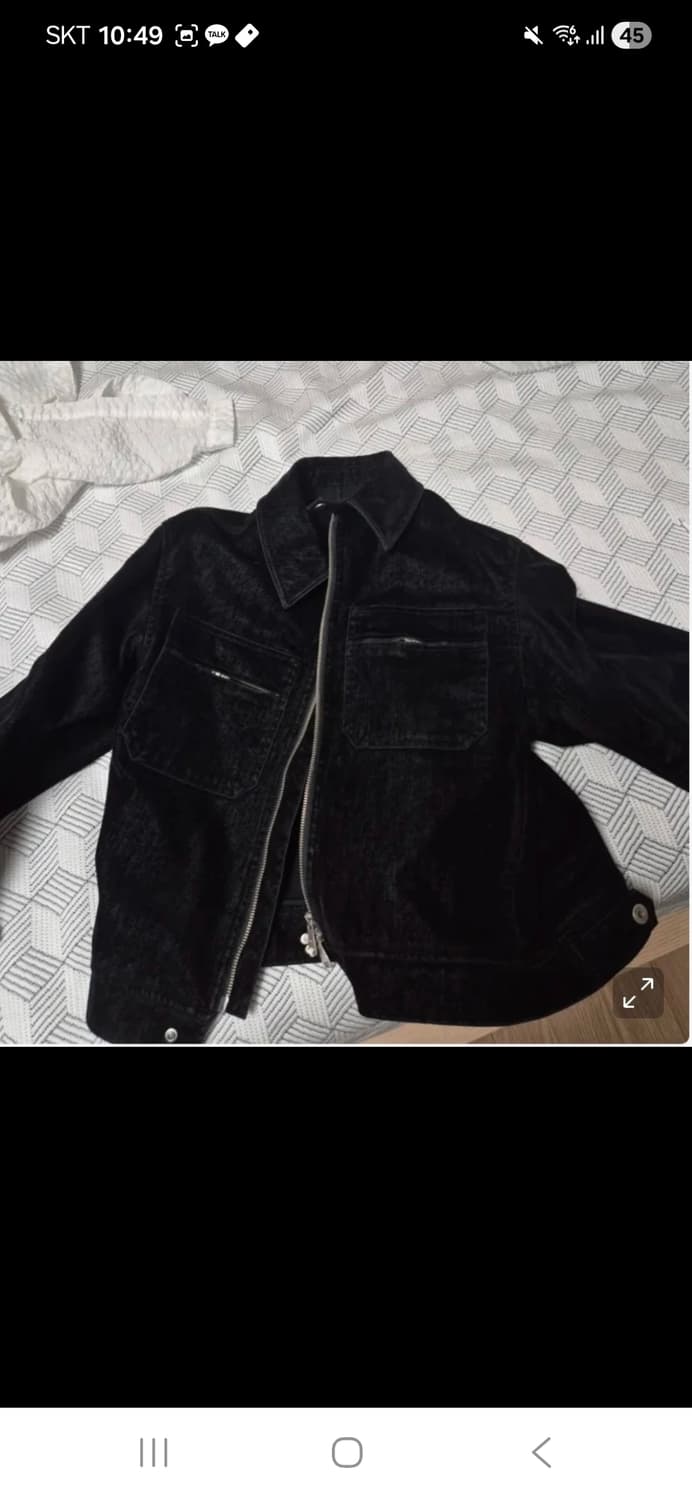 쿠어 벨벳 데님 더블 포켓 트리밍 카라 점퍼 팝니다. 상품이미지3