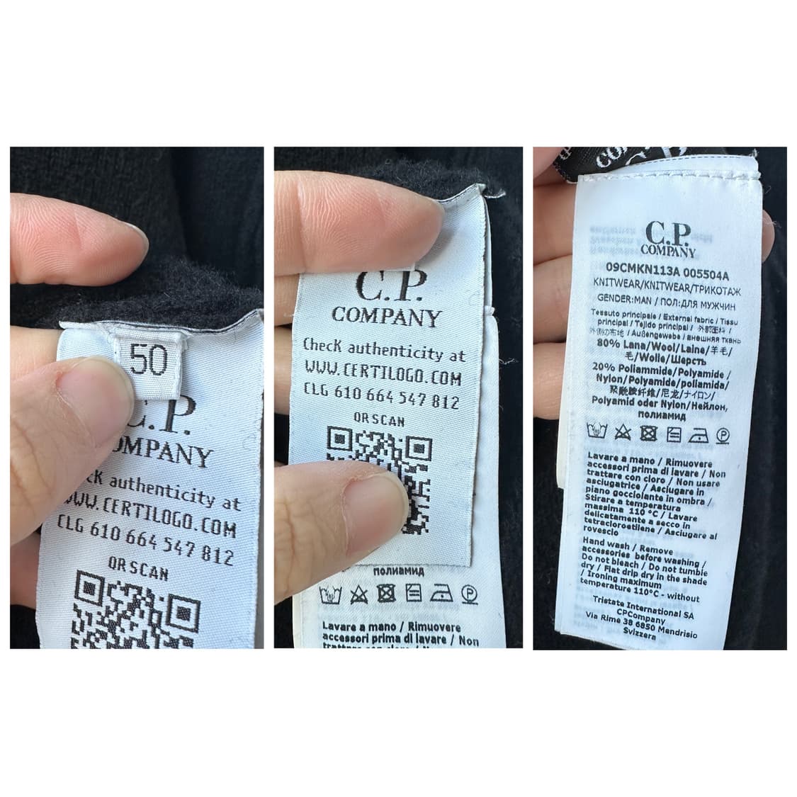 CP Company 렌즈 패치 울혼방 하프 집업 스웨터 블랙 50 상품이미지10