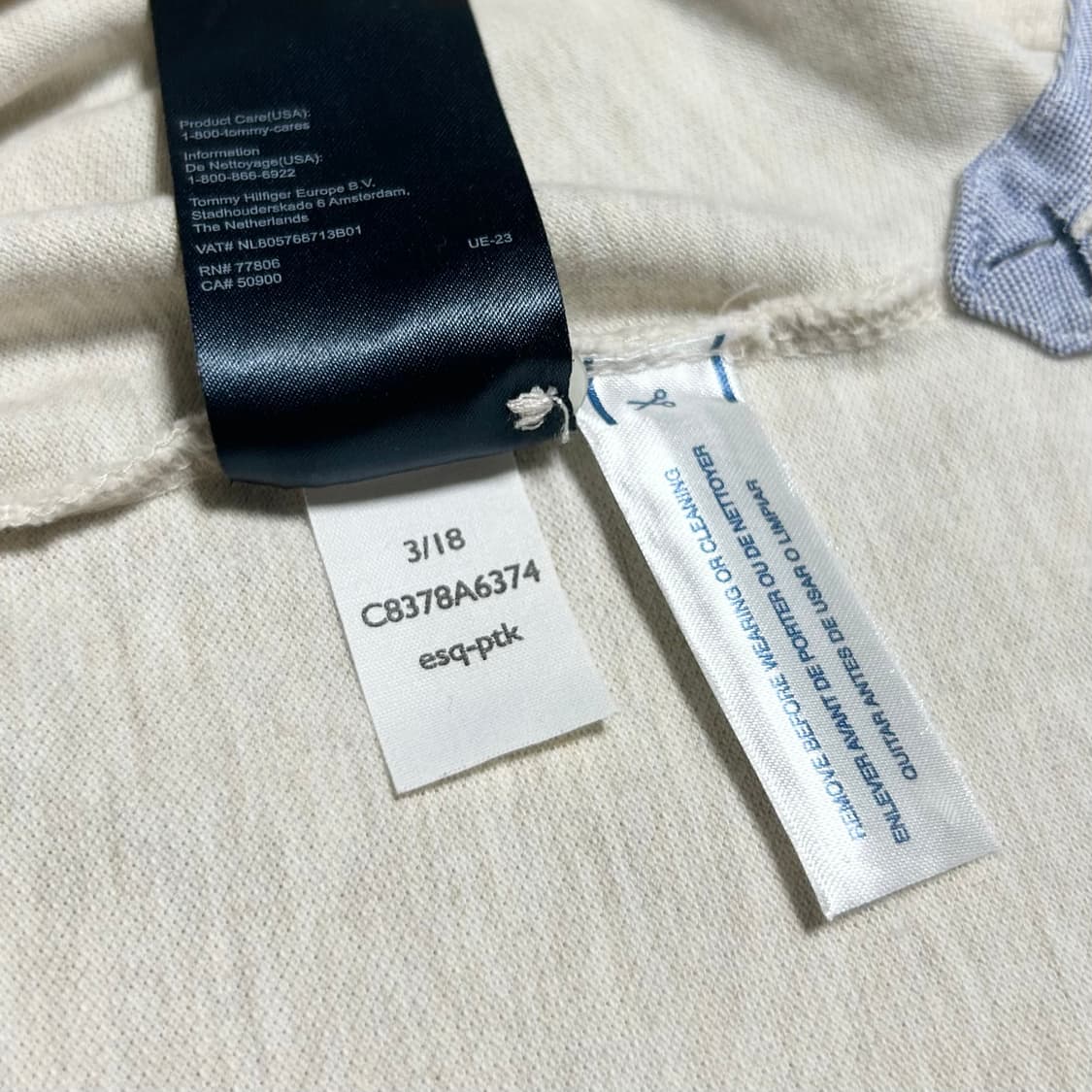 [S] Tommy 타미힐피거 슬림핏 아이보리 반팔 카라티 상품이미지4
