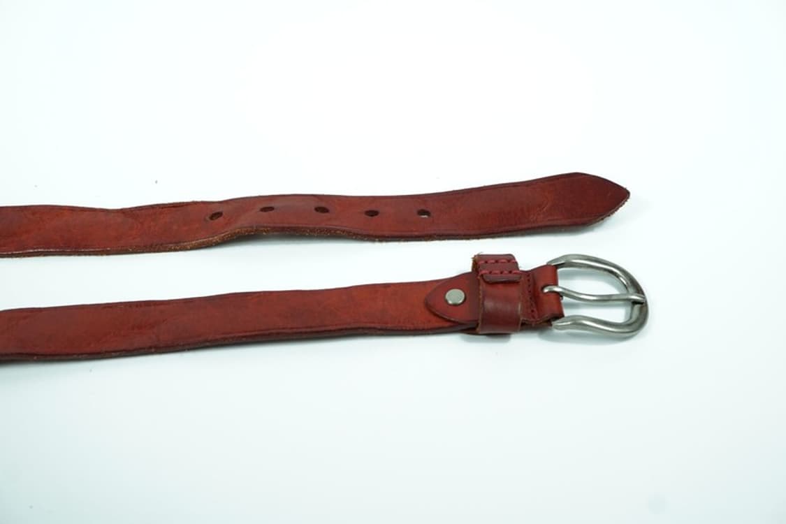 빈티지 무드 레드 브라운 리얼 레더 통가죽 벨트 상품이미지5