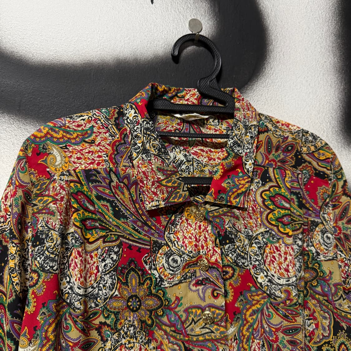 VTG 빈티지 페이즐리 풀 패턴 멀티 컬러 반팔 셔츠 블라우스 상품이미지3