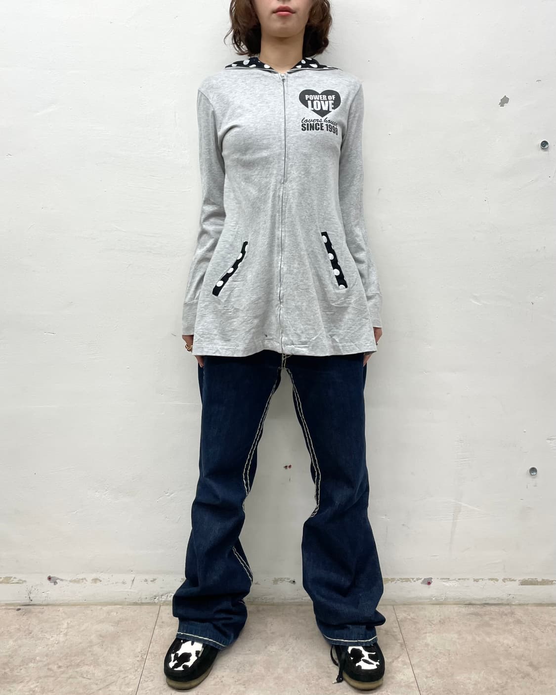 Dot Panda Long Flare Hooded Zip-Up 상품이미지4