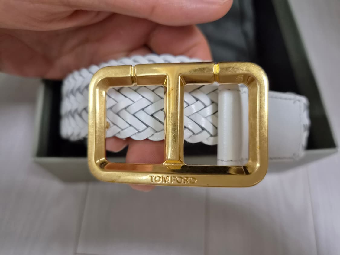 톰포드 화이트 우븐 빈티지 금장 버클 벨트 상품이미지6