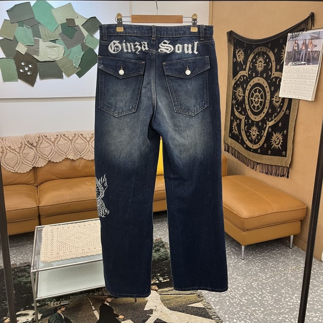 버쉬카 빈티지 오리엔탈 드래곤 고딕 워싱 데님팬츠 29인치 C12369 상품이미지4