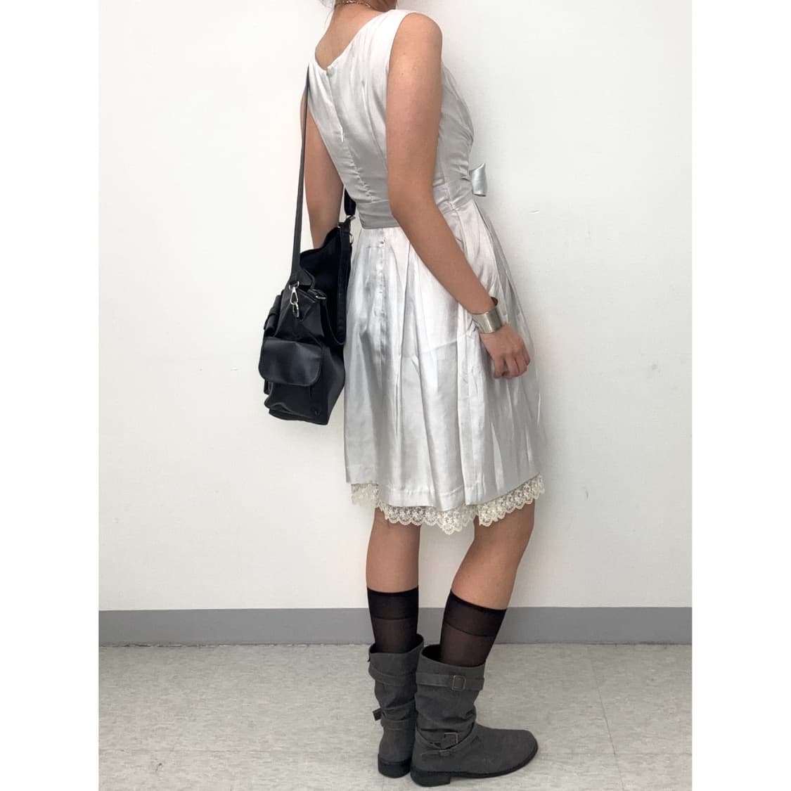 빈티지 실버 슬리브리스 원피스 상품이미지4