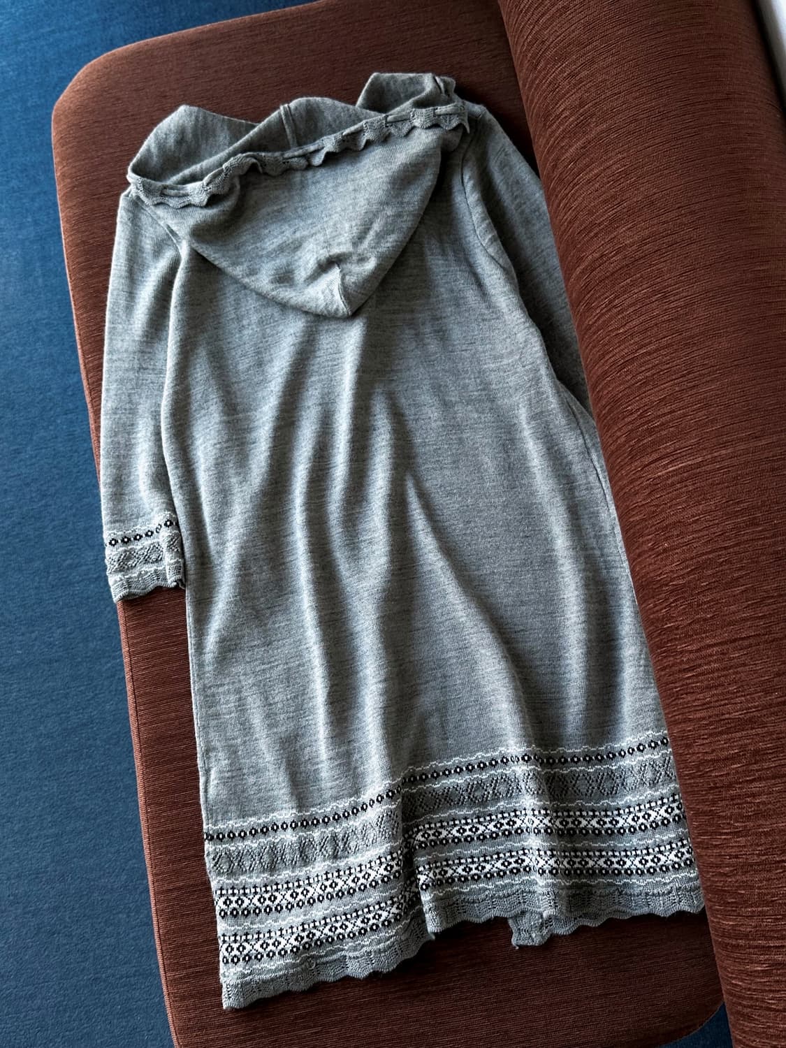 Design high gauge hooded long knit top 상품이미지5