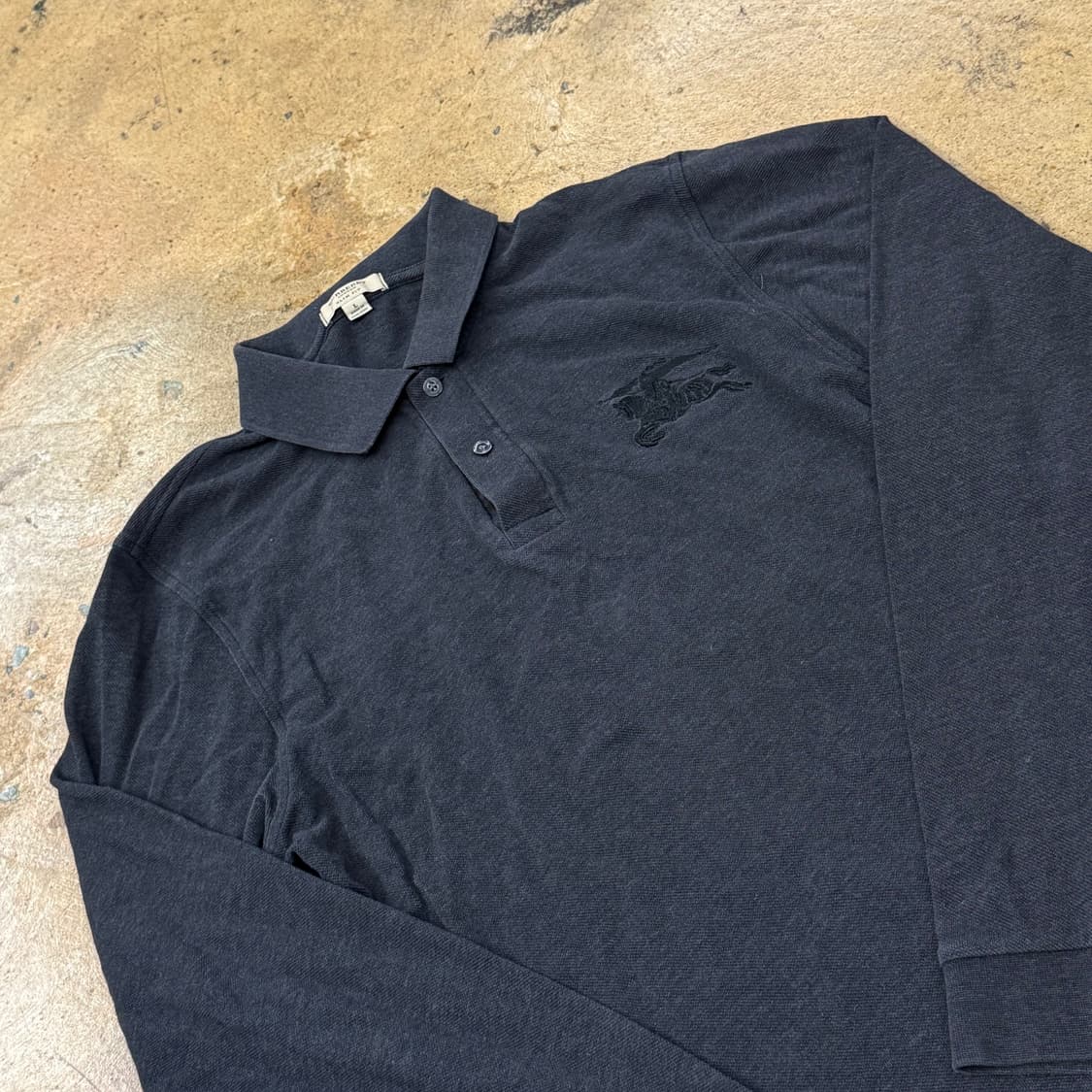 [정품/L] 버버리 블랙 긴팔 폴로티셔츠 b16 상품이미지1