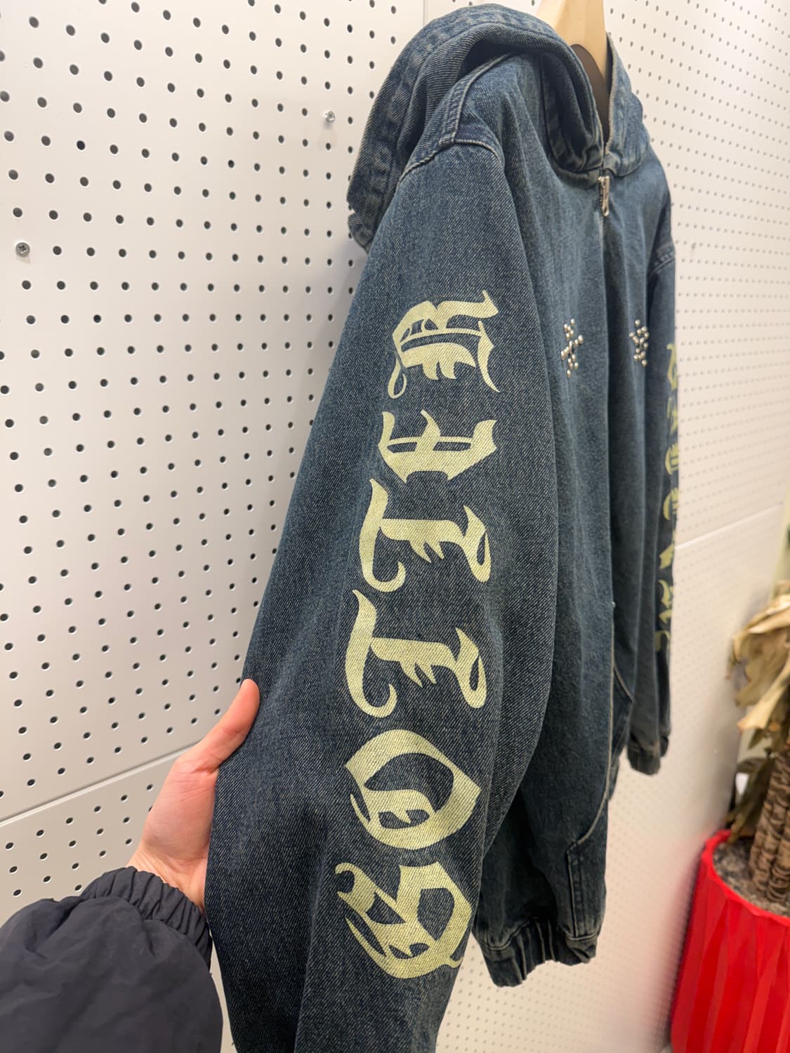 레터링 데님 후드 자켓 U462 상품이미지4