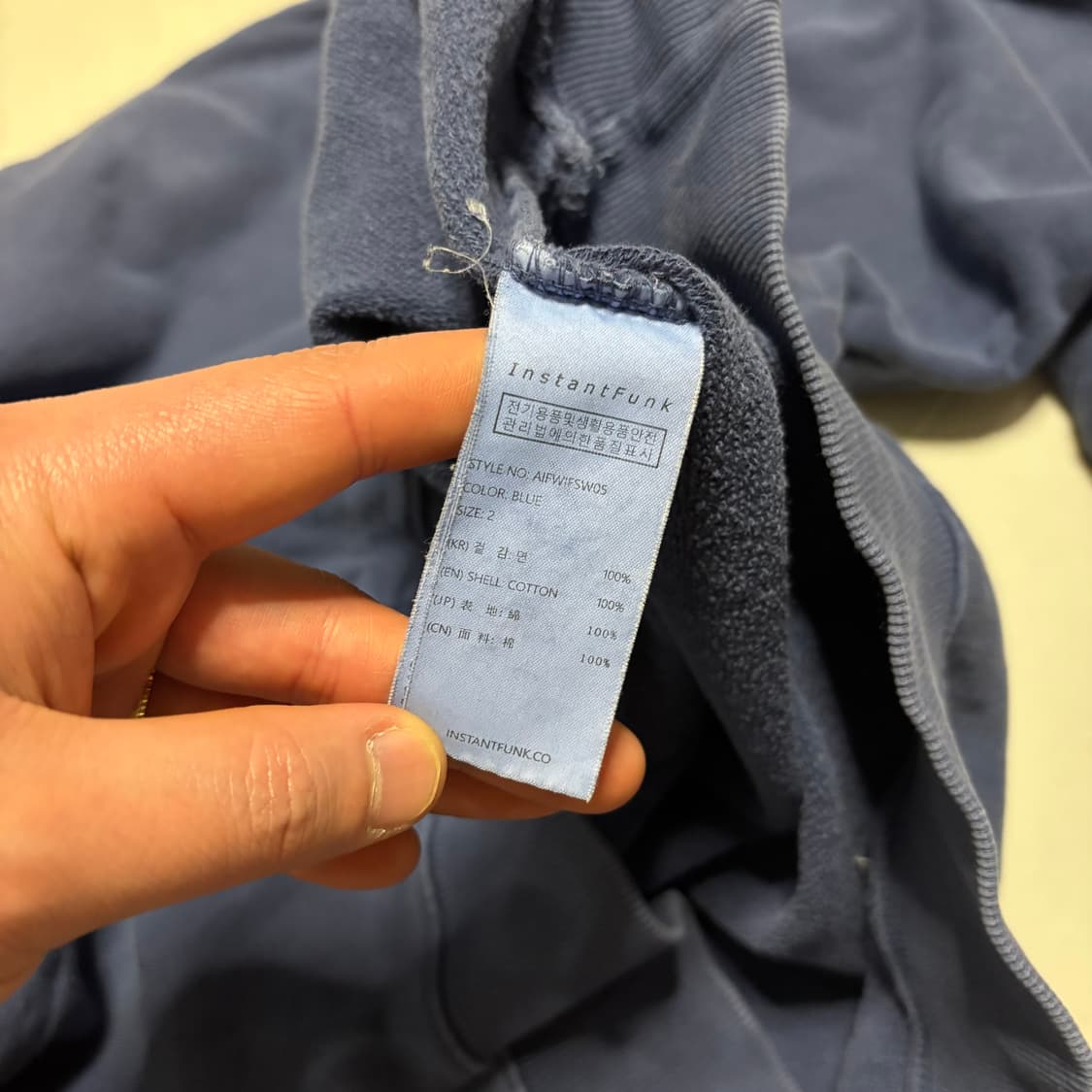 정품 인스턴트펑크 피그먼트 네이비 빅로고 오버핏 후드티 상품이미지9