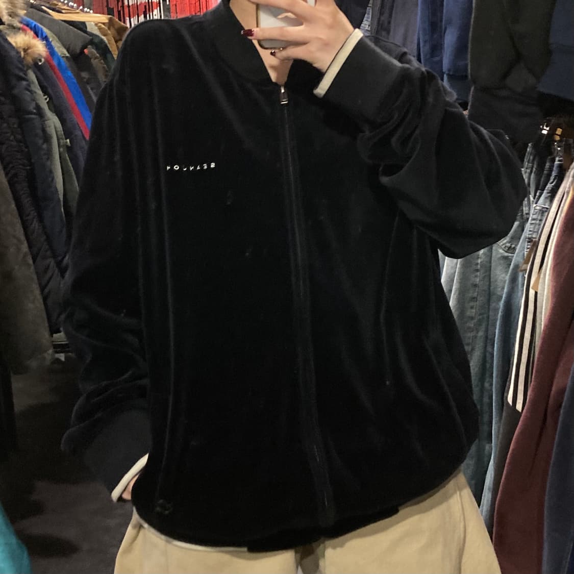 [IM] 션존 블랙 벨벳 블루종 집업 자켓  상품이미지3