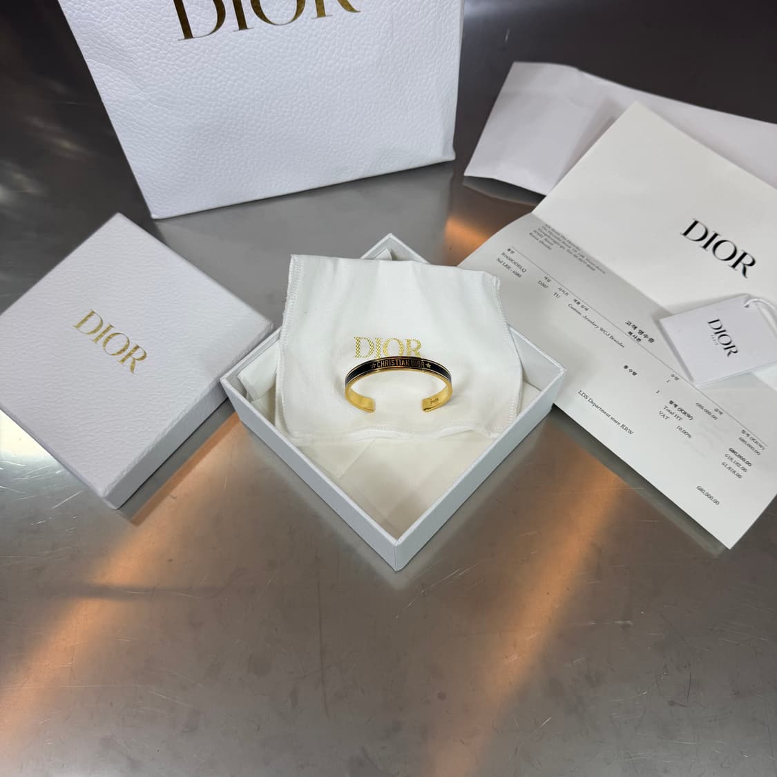 [리오브] 디올 코드 뱅글 금장 락커 팔찌 상품이미지1