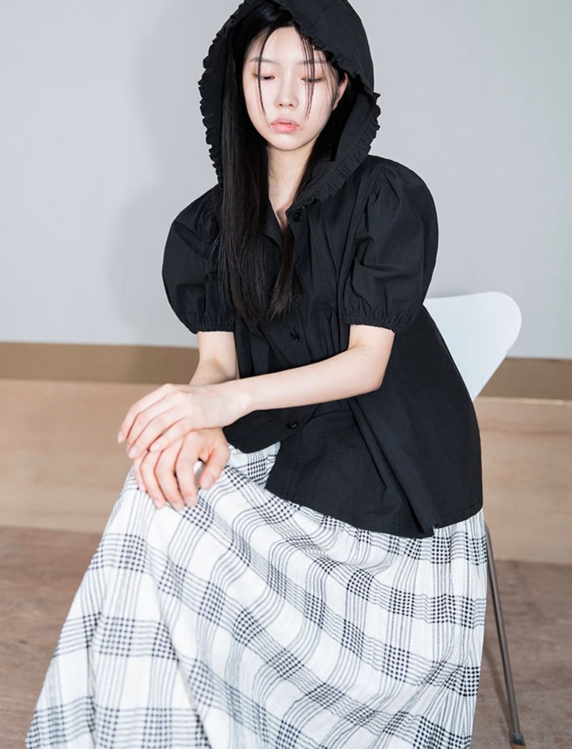 유노이아 Pookie Hooded Shirt - Black 상품이미지1