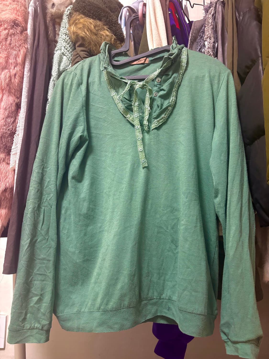 빈티지 모리걸 그린 리본 블라우스 이너🍵🧤 상품이미지5