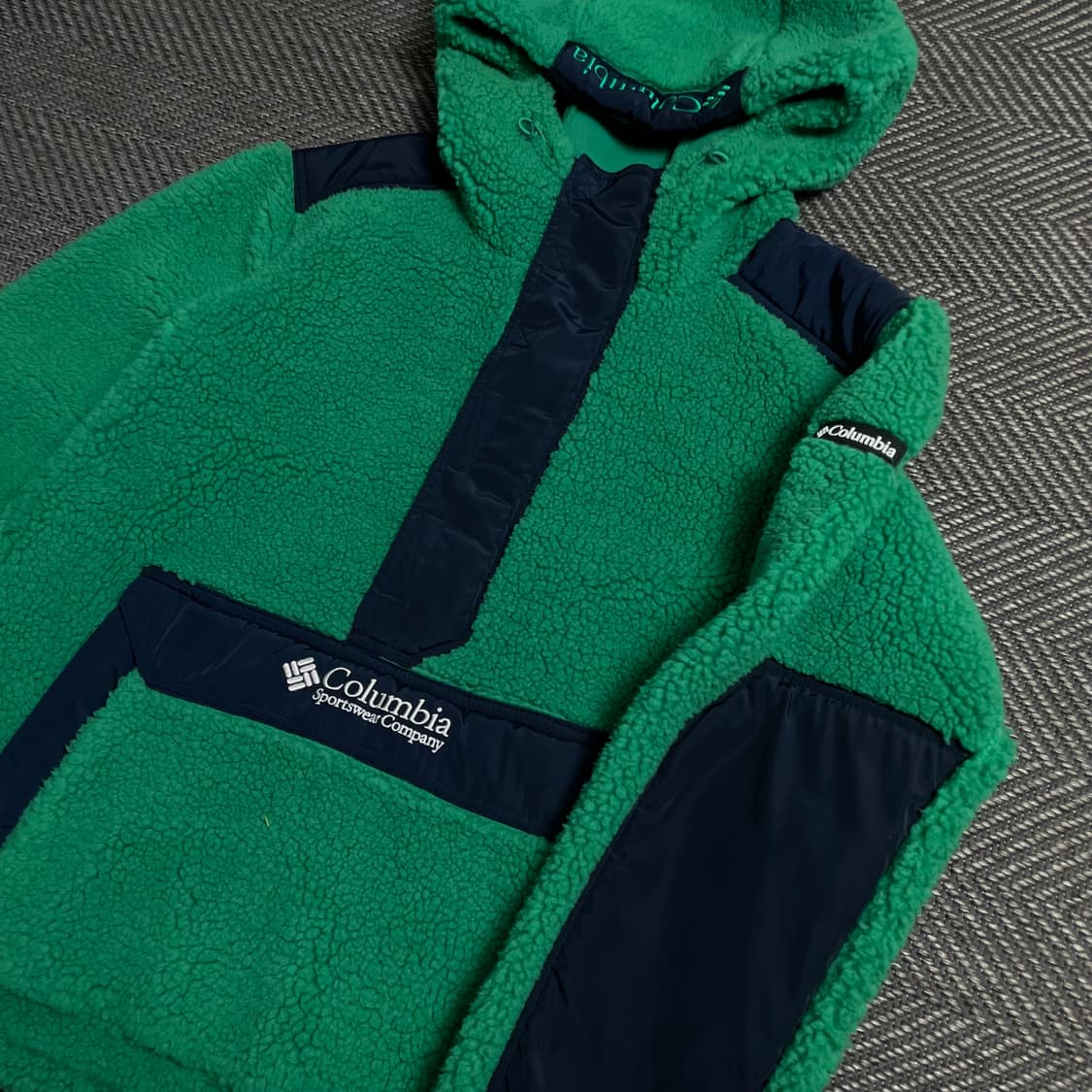 컬럼비아 박시핏 쉐르파 플리스 아노락 그린y 5347 상품이미지5