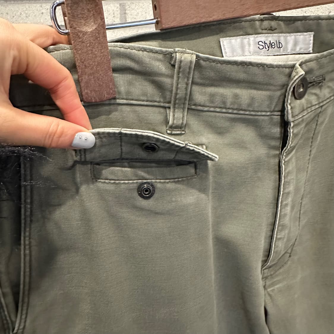 JPN VINTAGE 밀리터리 카고 팬츠 레귤러핏 사이드포켓 디테일 카키 상품이미지6