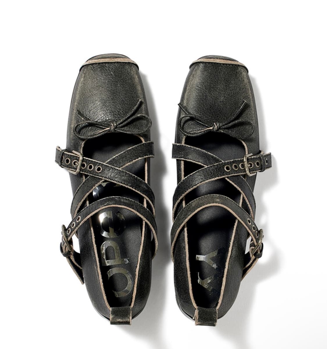 245) 오픈와이와이 크로스 버클 발레 플랫 차콜 상품이미지2