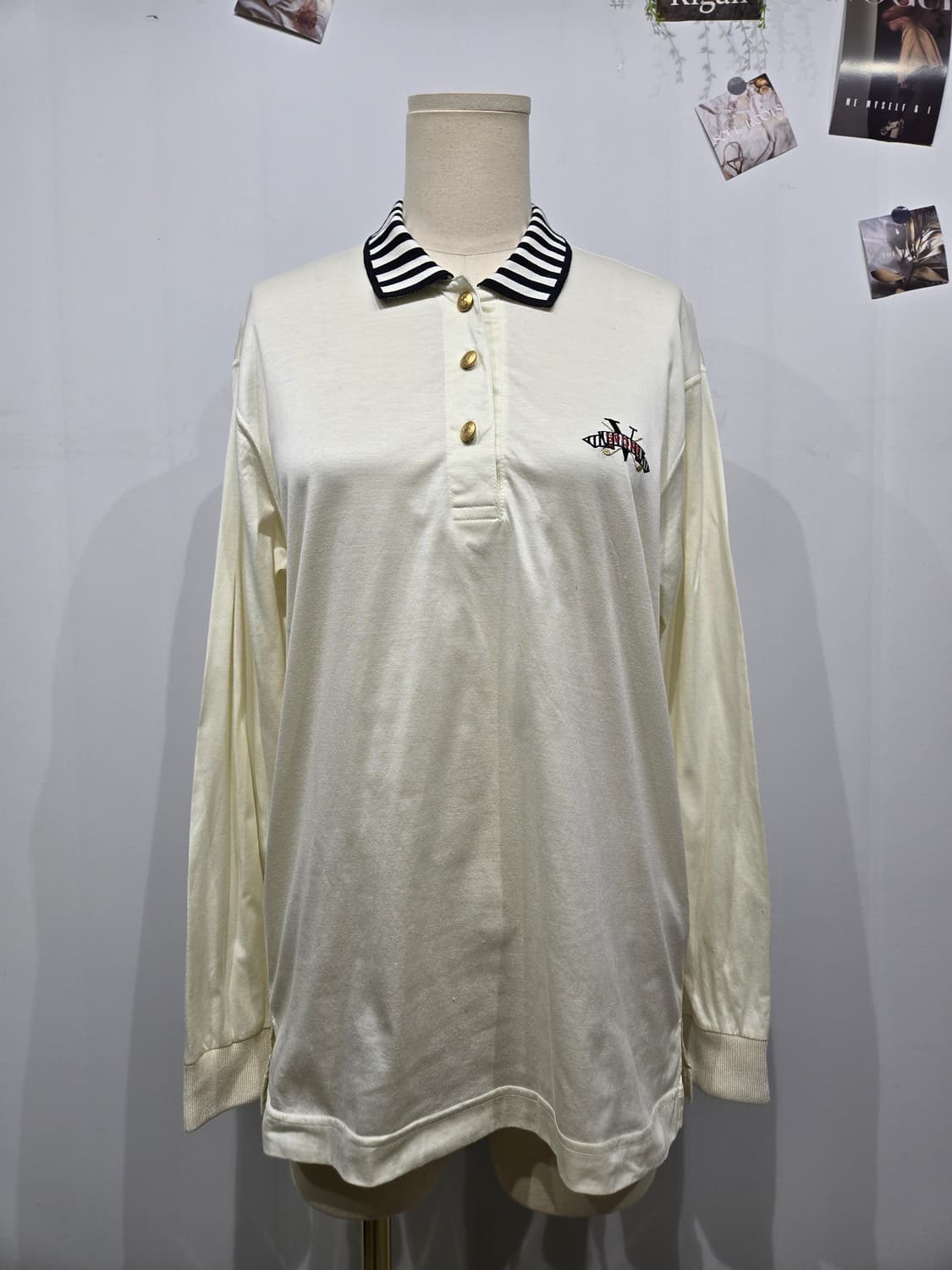 발렌티노 아이보리 긴팔 카라 티셔츠 상품이미지1
