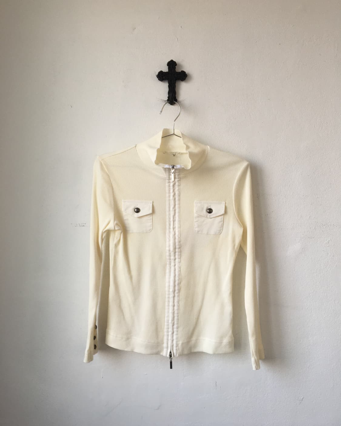 Pocket point high neck ribbed zip up 상품이미지2