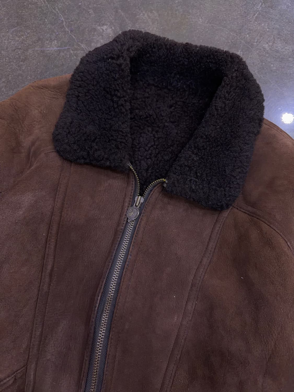 라인 어페럴 양가죽 양털 빈티지 무스탕 자켓 브라운 L 상품이미지3