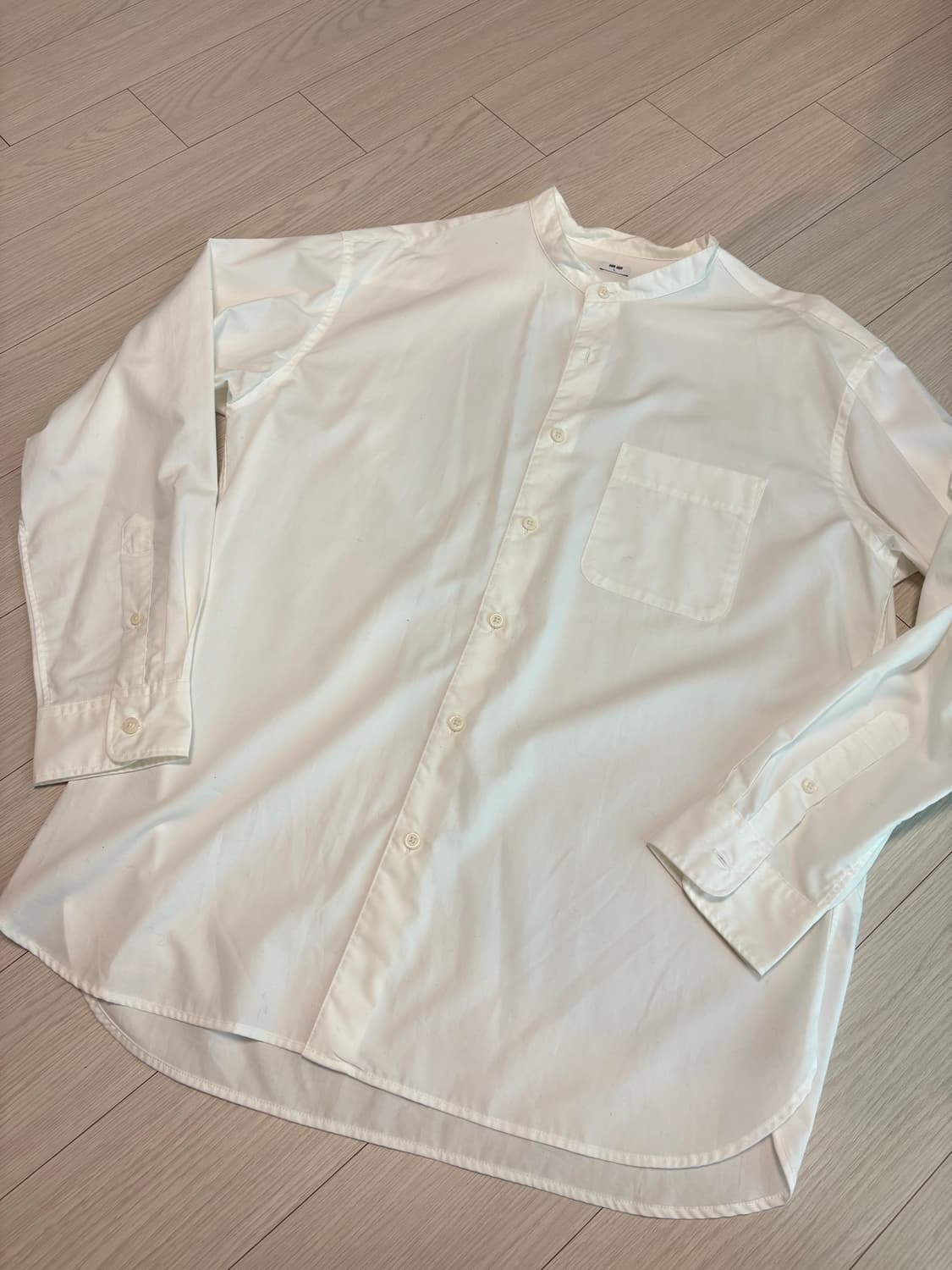 유니클로 포플린 스탠드 카라 셔츠 화이트 L 상품이미지1
