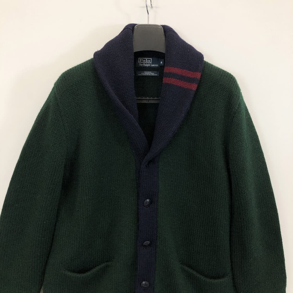 폴로 랄프로렌 레더 엘보패치 메리노울 가디건 M 상품이미지3