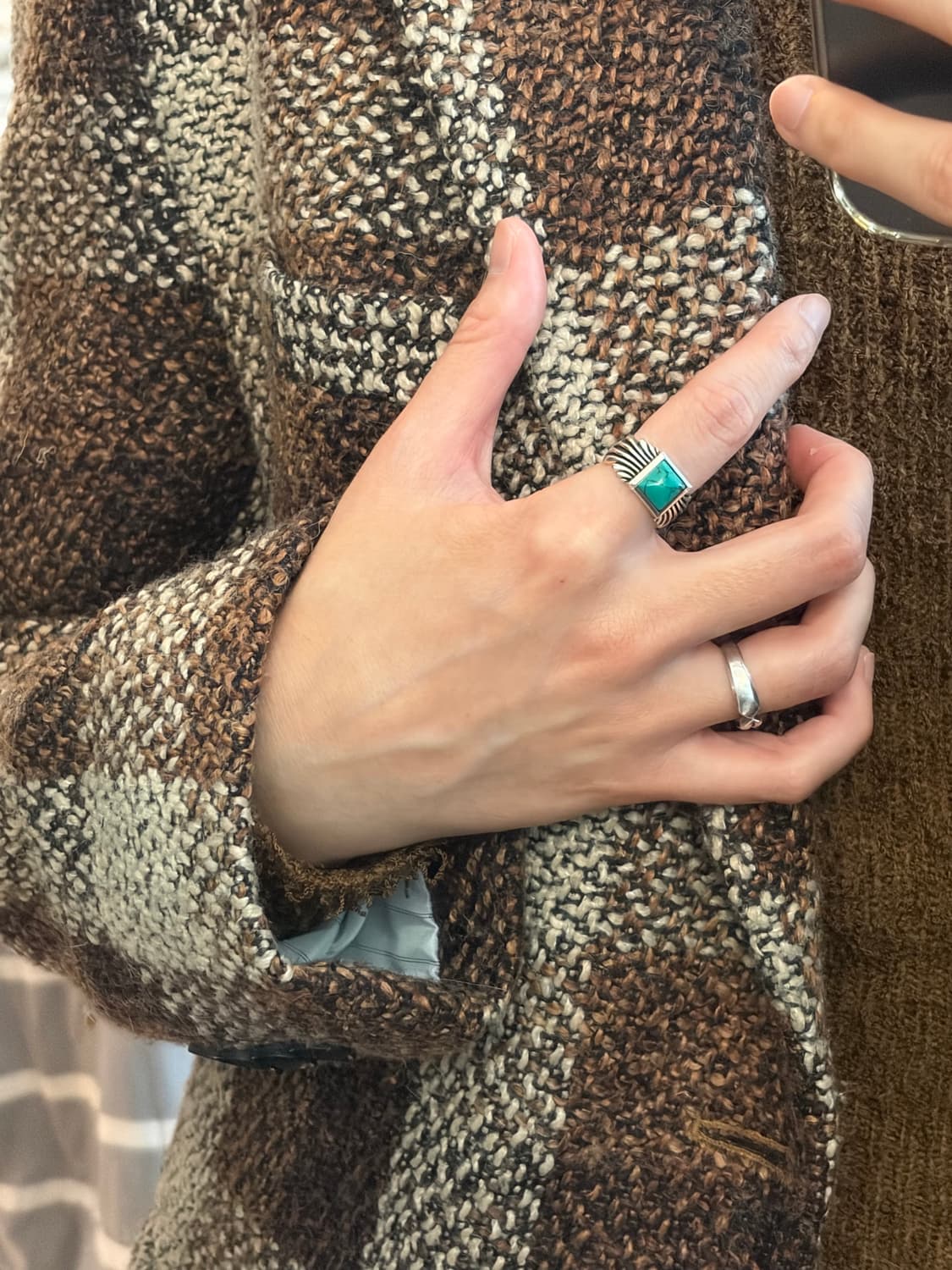 [남/여]터키석 스퀘어 실버 925 링 상품이미지3