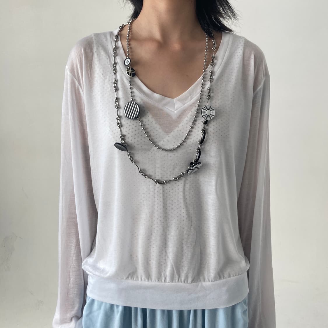 Black button long necklace 상품이미지4