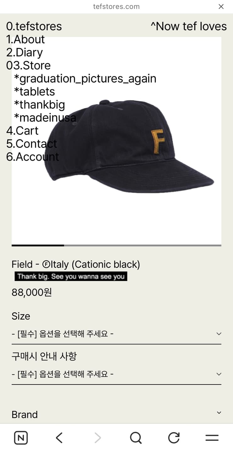 테프스토어즈 Field -Italy Cationic black M 상품이미지1