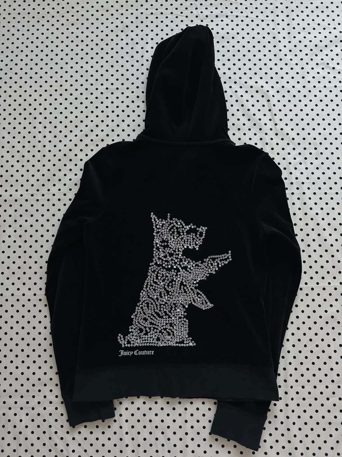 쥬시꾸뛰르 퍼피 블랙 벨벳 후드집업 희귀 y2k 갸루 괴짜 펑크 러힙 상품이미지4