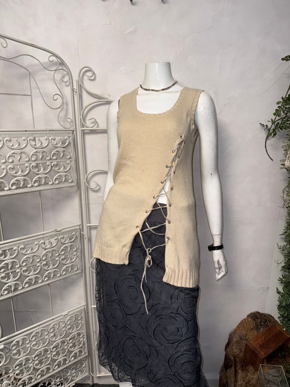Koji Tachiyama cashmere laceup vest 상품이미지1