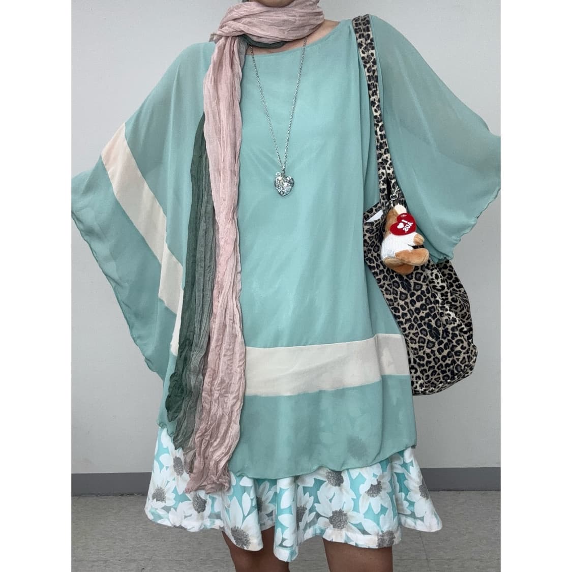 빈티지 민트 블라우스 원피스 상품이미지3