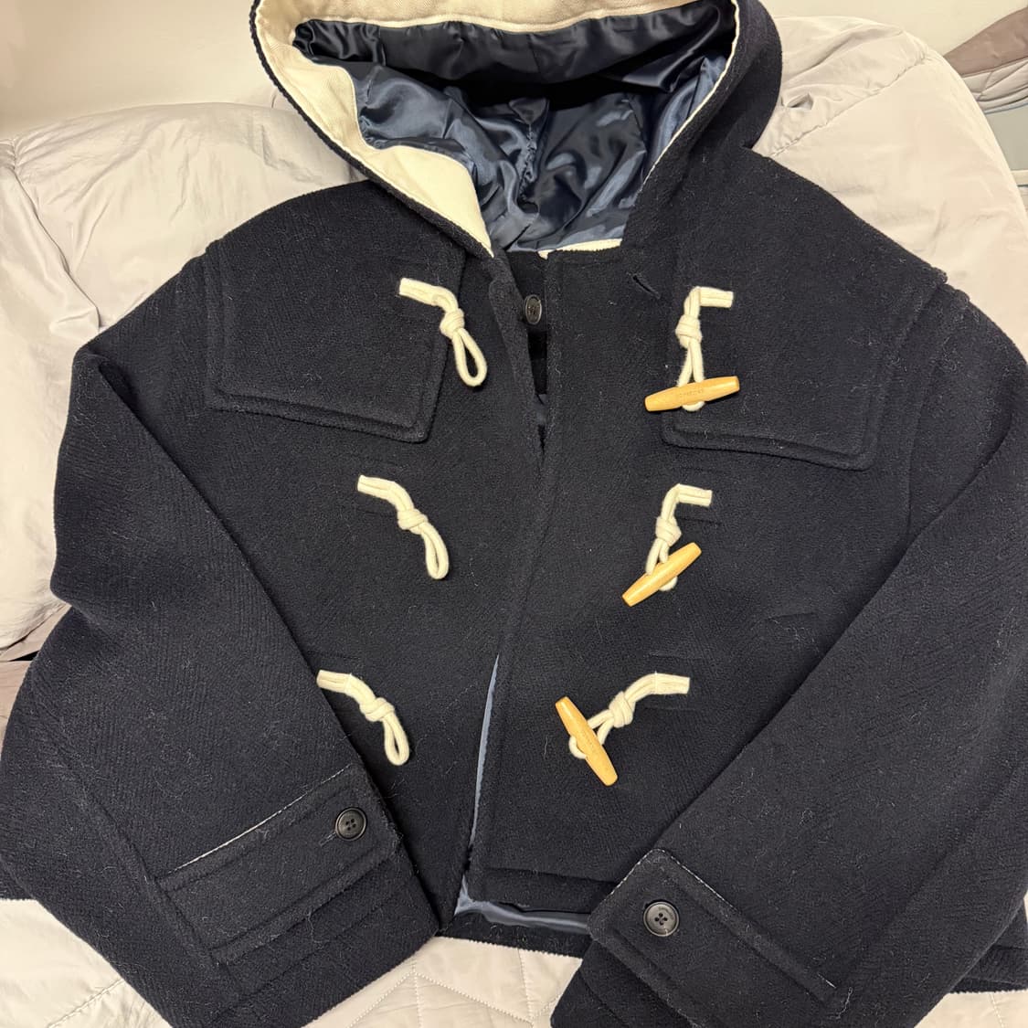 커버낫 우먼 숏 더플코트 네이비 상품이미지2