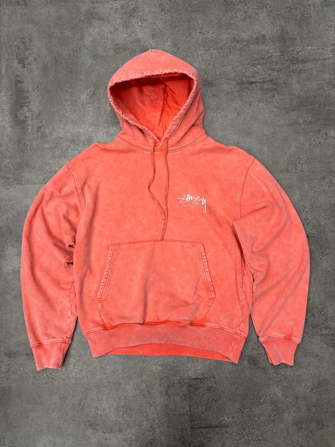 스투시 스펠아웃 워싱 후드티 코랄 상품이미지1