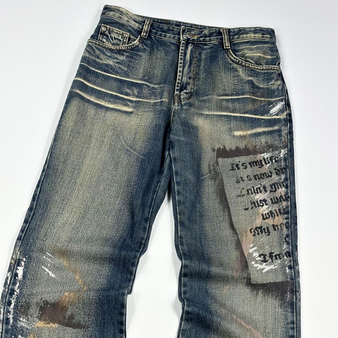 VTG 빈티지 스트레이트 워싱 페인팅 데님 팬츠 (32인치) 상품이미지4