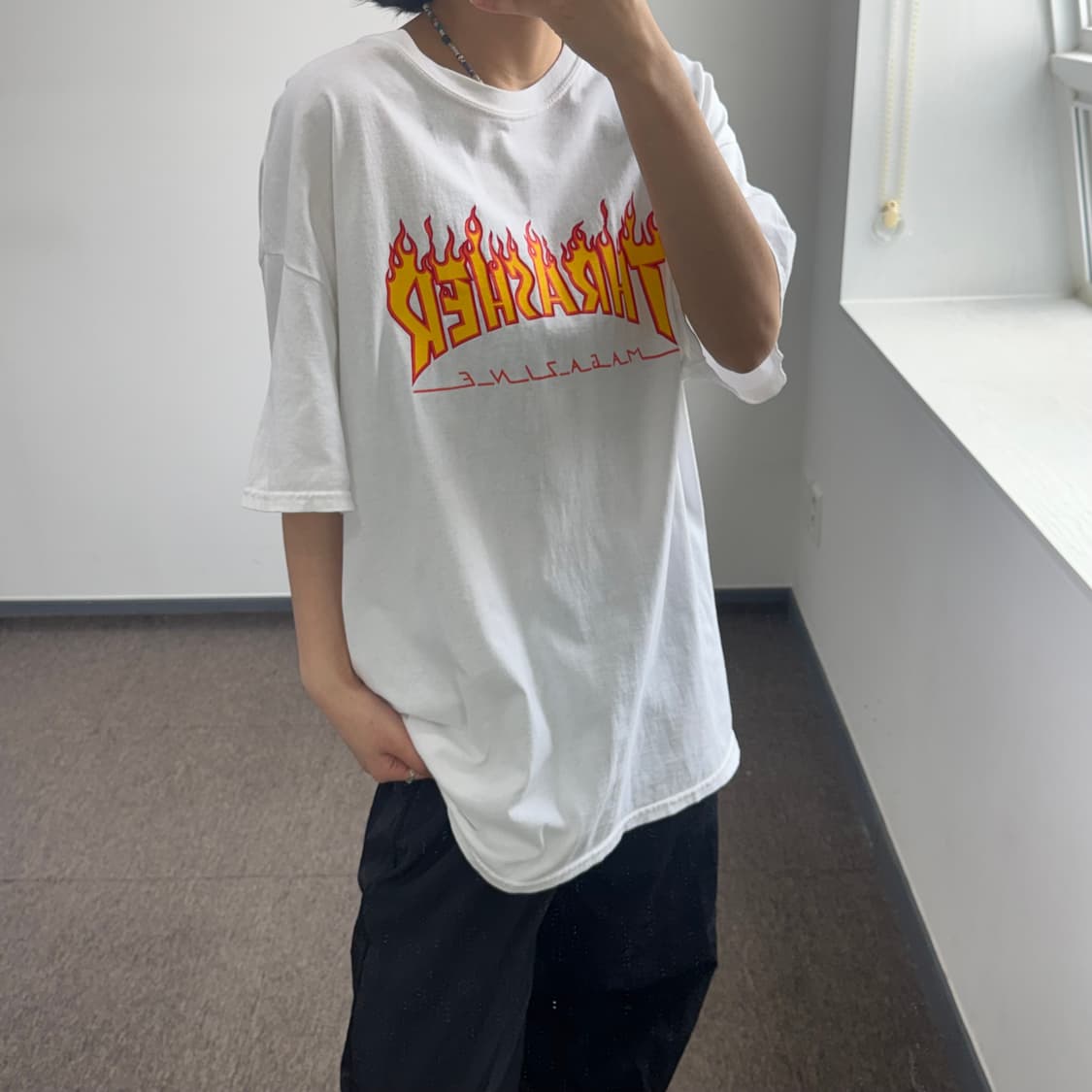 Thrasher 트레셔 로고 화이트 반팔 상품이미지2
