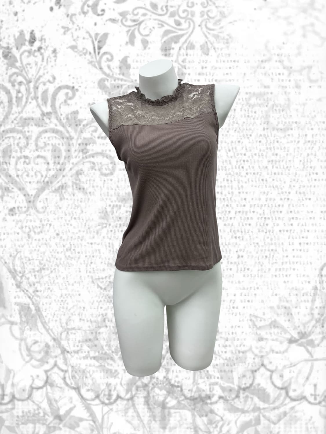 flower frill lace turtle neck sleeveless 상품이미지2