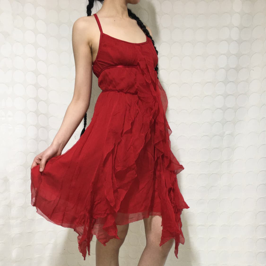 아르마니 레드 실크 원피스 상품이미지2