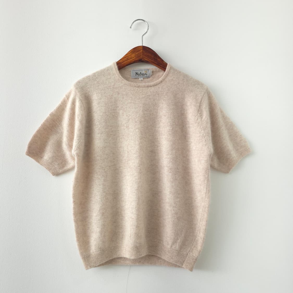 베이지 앙고라 블렌드 반팔 니트 상품이미지1