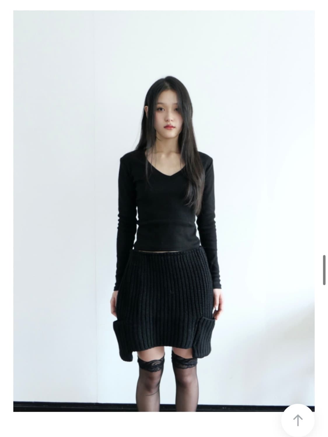 베이비랩 블랙 니트 미니스커트 포켓 스커트 상품이미지1