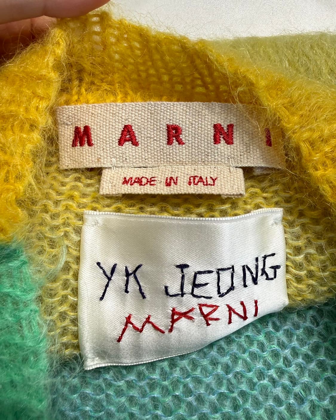 마르니 x 정윤기 민트 옐로우 브러시드 모헤어 니트  상품이미지8