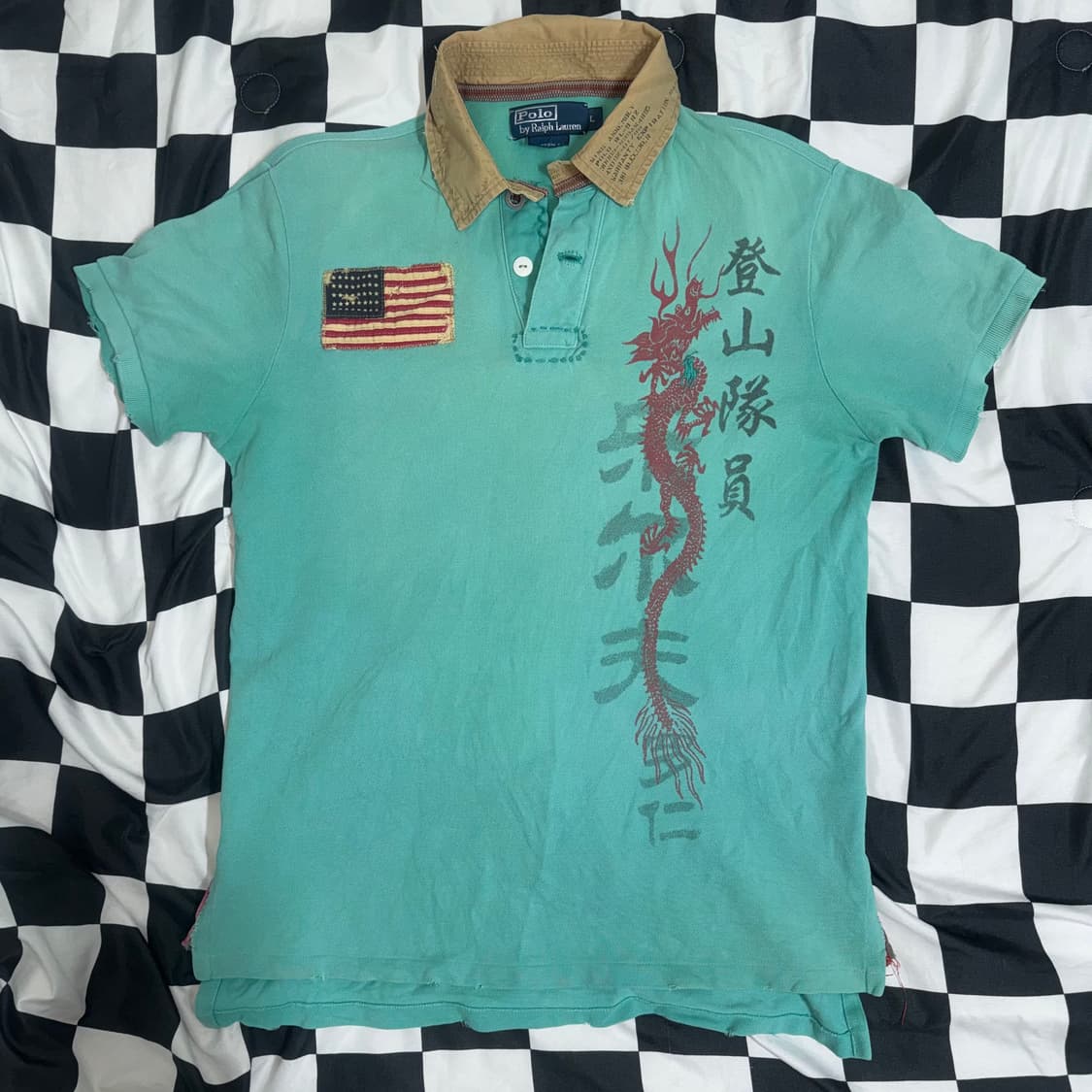 폴로 랄프로렌 성조기 드래곤 반팔 카라티 상품이미지1