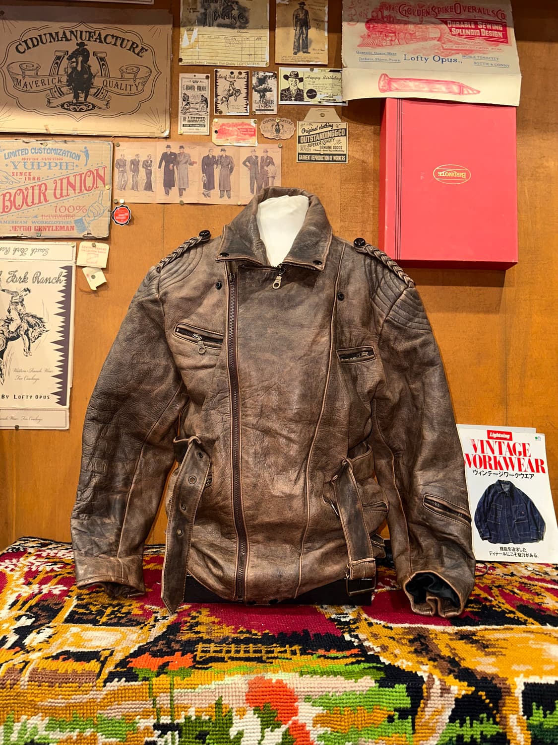 ( XL ) 라이더자켓 바이커자켓 가죽자켓 빈티지가죽 봄버자켓 상품이미지4