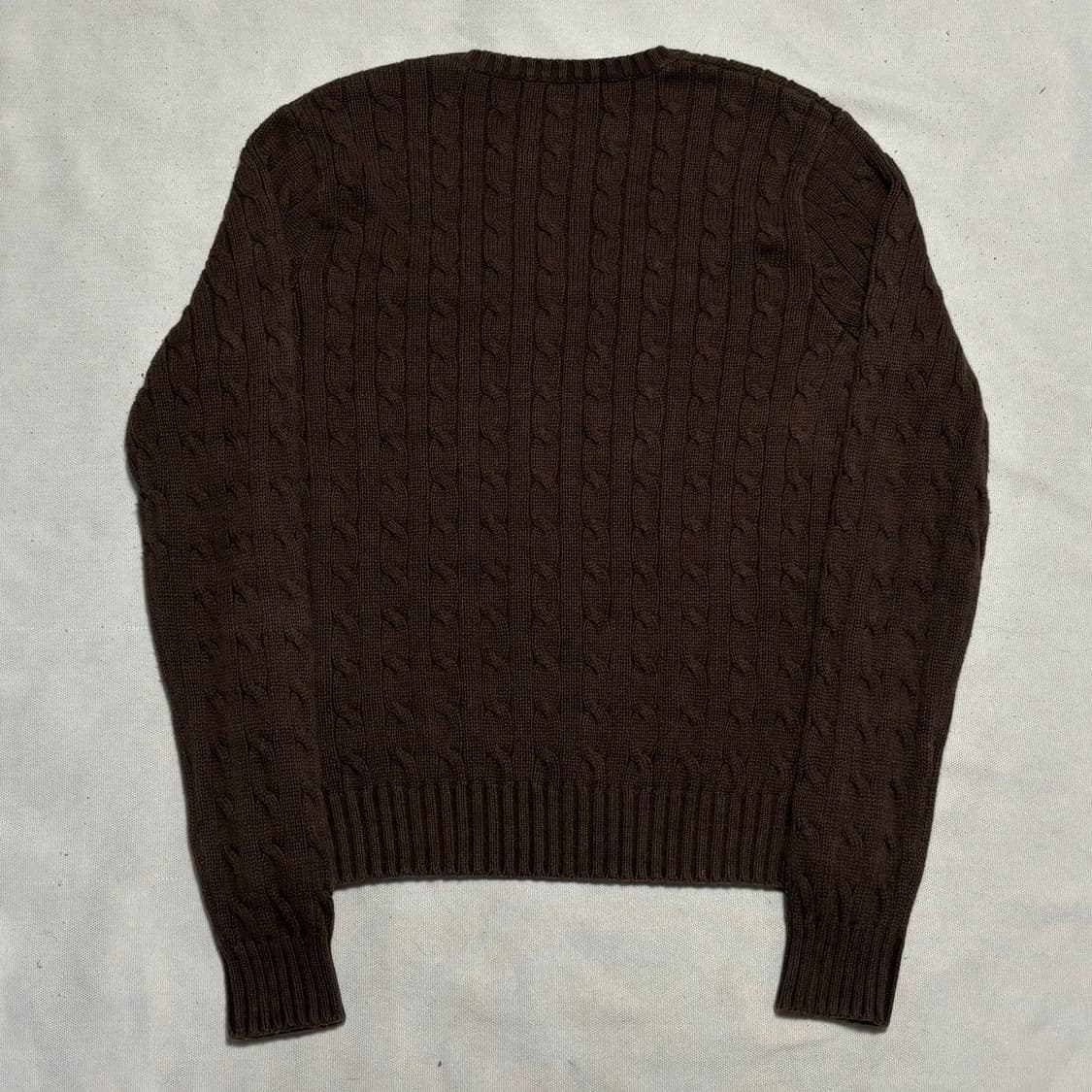 S 폴로랄프로렌 스카이블루 포니 브라운 브이넥 케이블 니트 상품이미지3