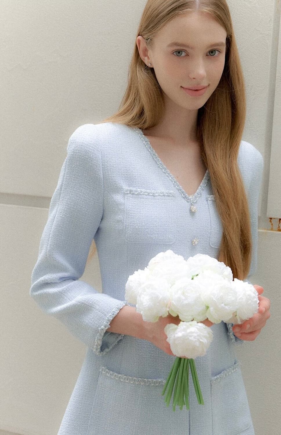 르로망 Tweed Pleats Trim Mini-Dress / Blue 상품이미지1