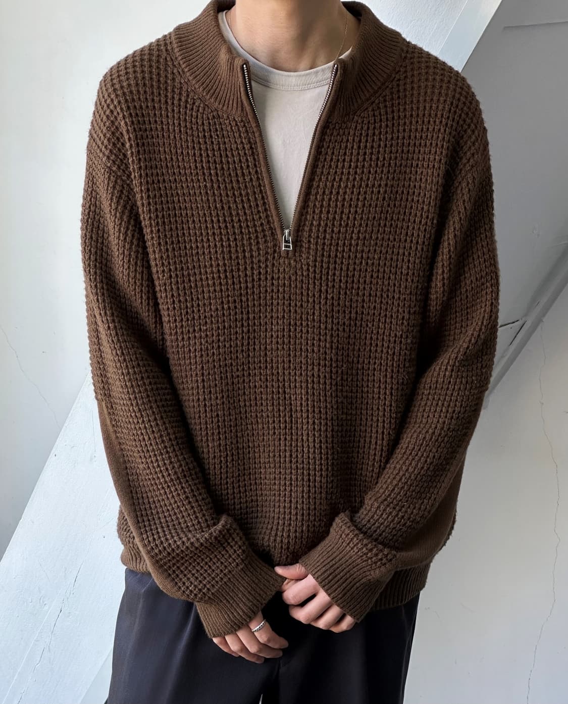 Middle gauge fisherman knit top 상품이미지8