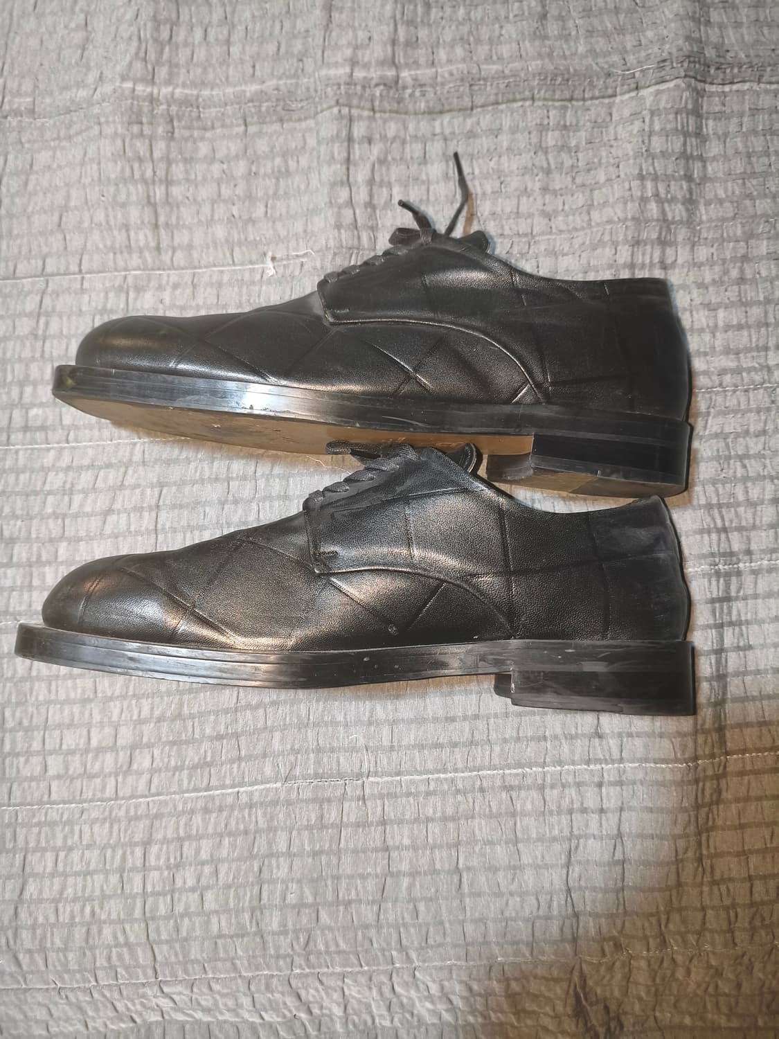 ysh 블랙 퀼팅 가죽 남성 구두 더비 슈즈 스퀘어 280mm 상품이미지3