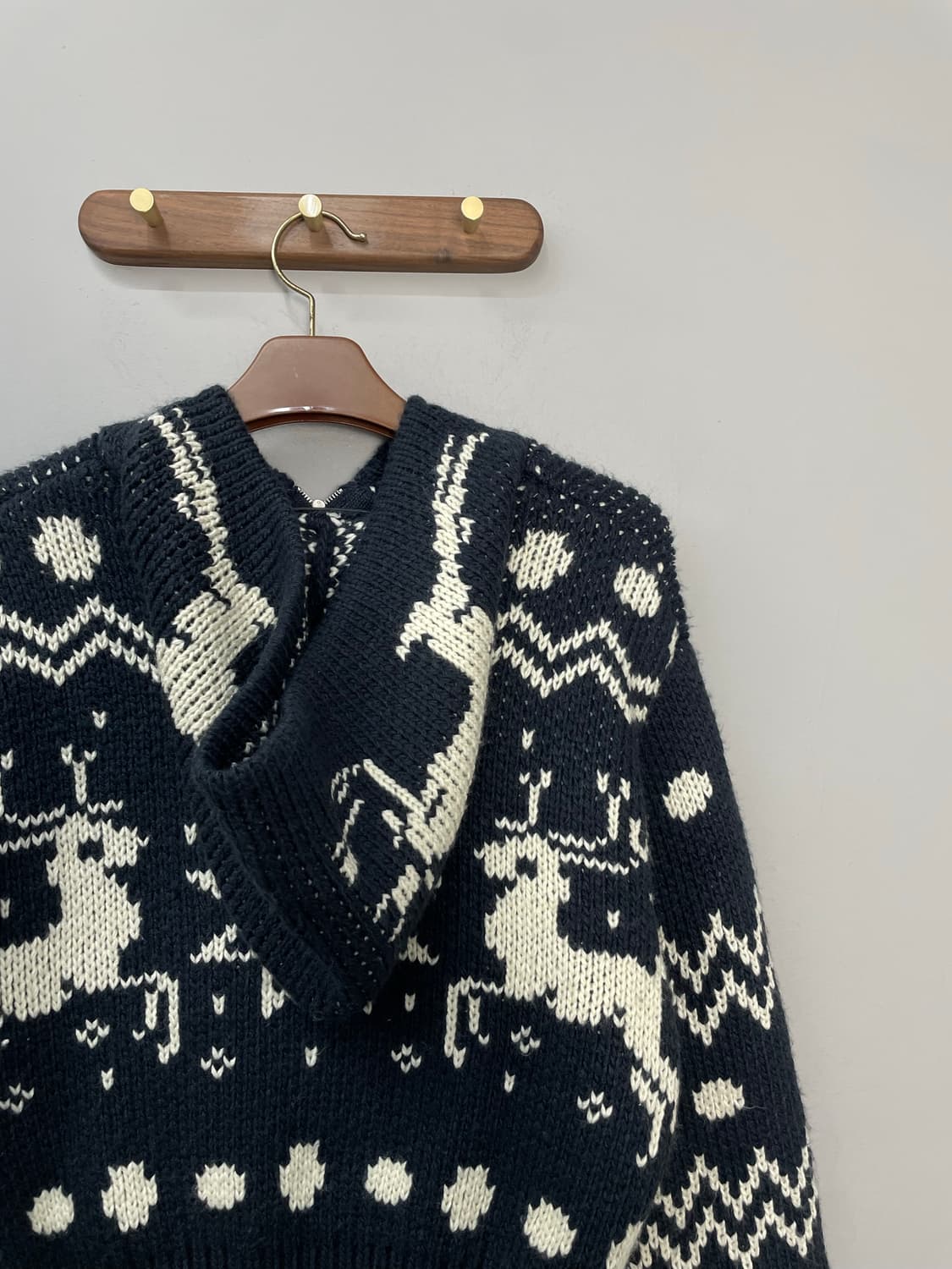 빈티지 노르딕 패턴 숏 니트 후드집업 H1166 상품이미지5