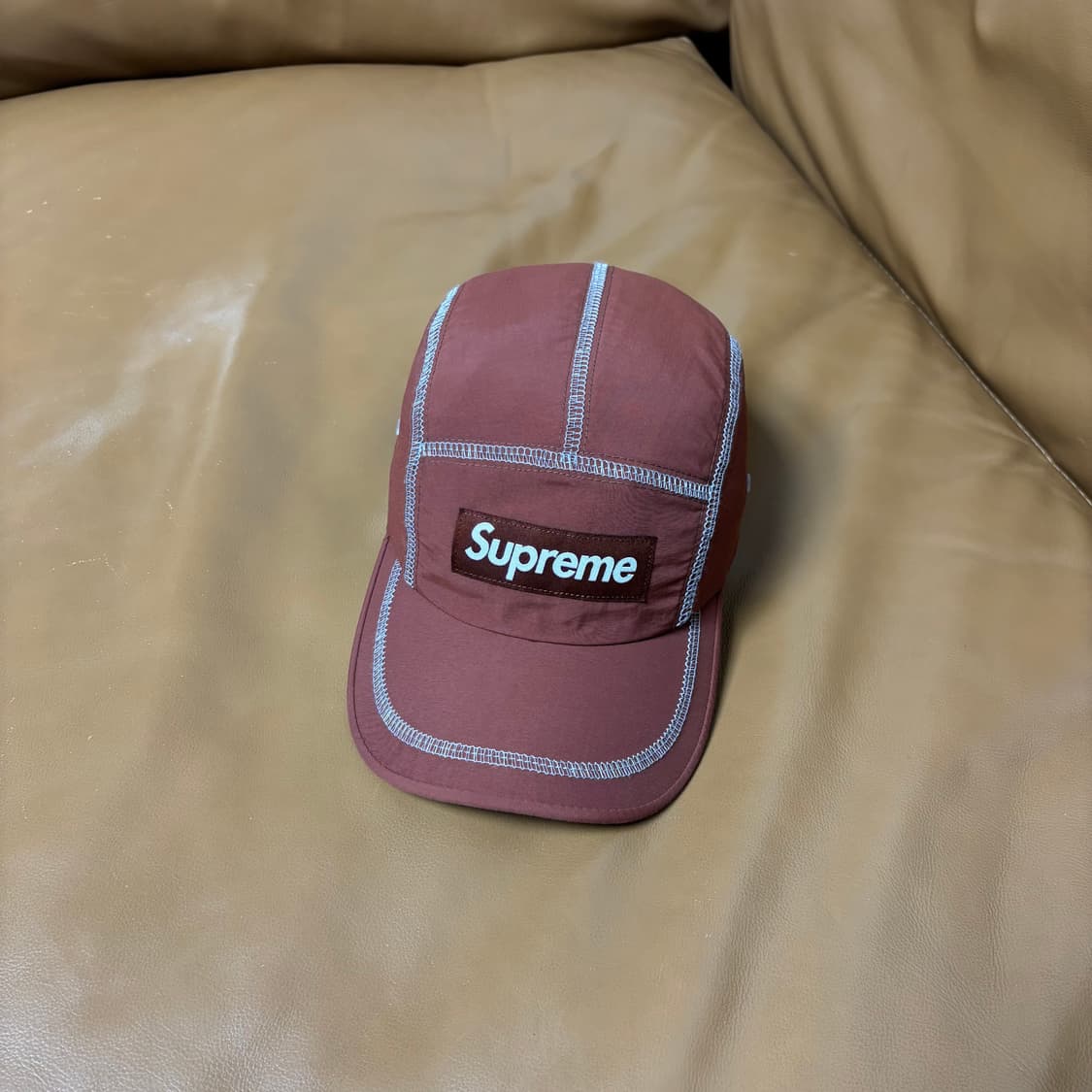 슈프림 캠프캡 모자 박스로고 23ss 리플렉티브 스티치 브라운 상품이미지1