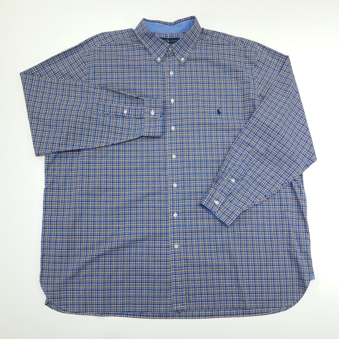 CN788 3XB 폴로 랄프로렌 네이비브라운 스몰타탄체크 긴팔 셔츠 남방 상품이미지2