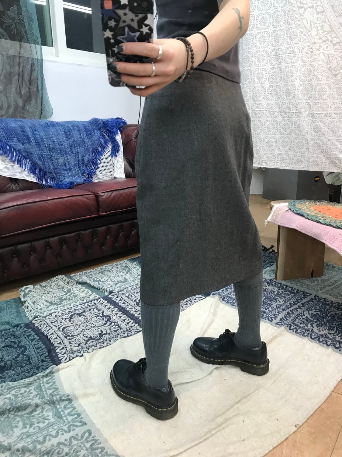 버버리 빈티지 차콜 미디스커트  상품이미지2